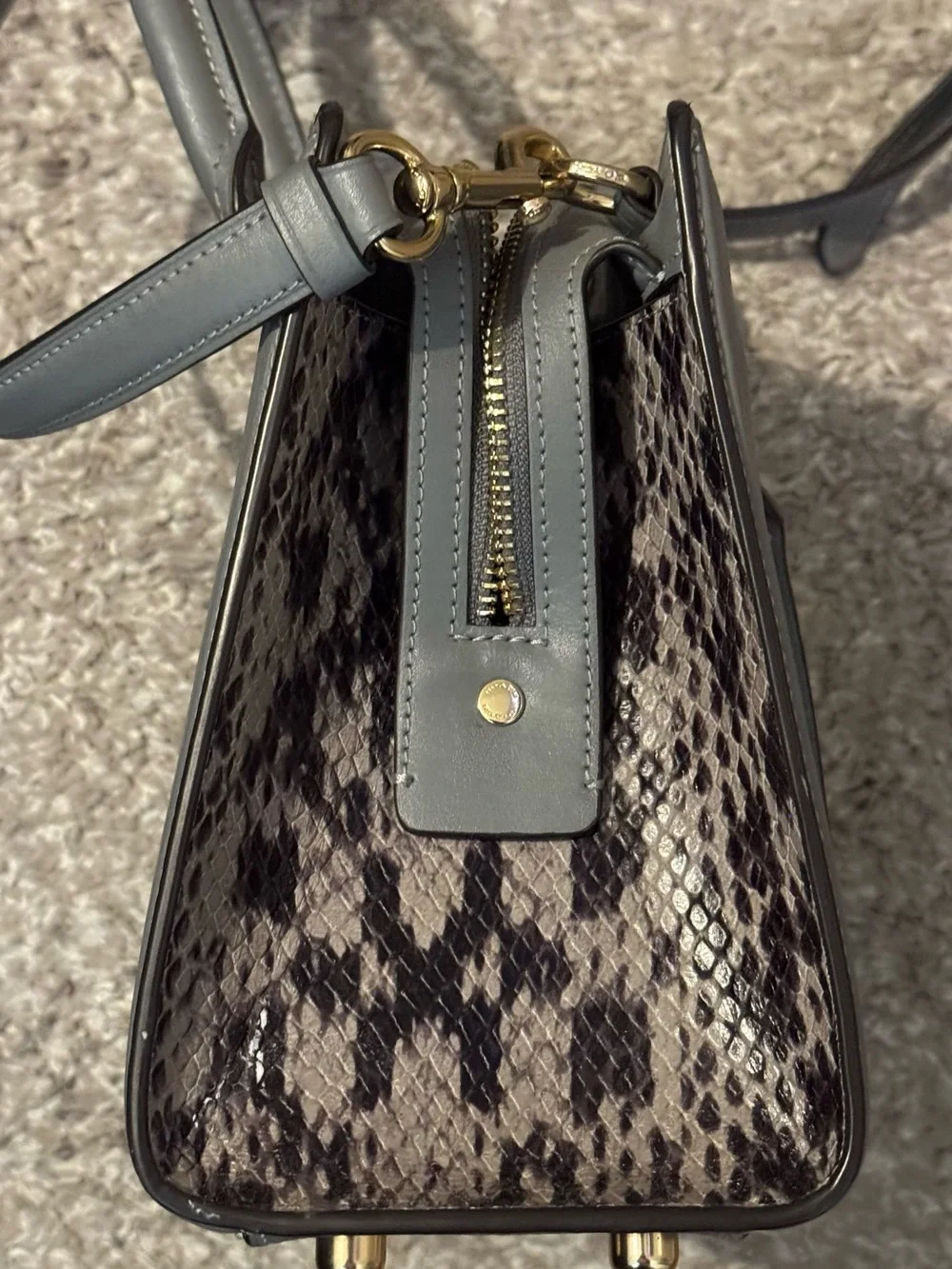 Coach Gray Leather Satchel and Wallet Set with Gold Accent